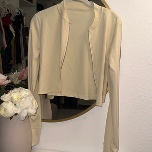 Cream color crop zip up